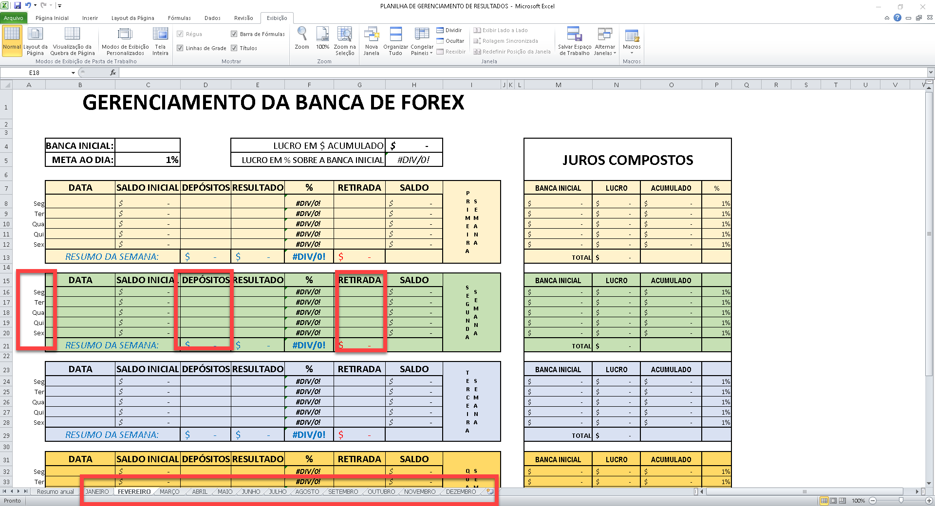 PLANILHA DE GERENCIAMENTO DE RESULTADOS PARA TRADER